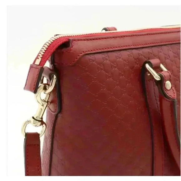 GUCCI Gucci Micro Guccisima Tote Bag Crossbody Shoulder Leather Red - Picture 5 of 10